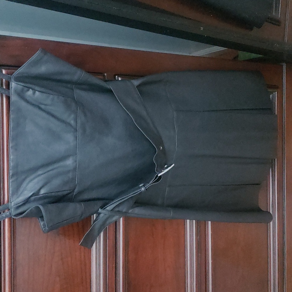 Free People vegan leather like pleated dress with belt size 4